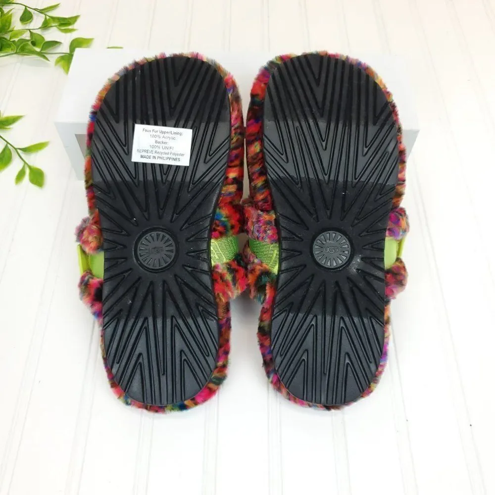 UGG Men's Fluff It Pixelate Faux Fur Slippers Size 9